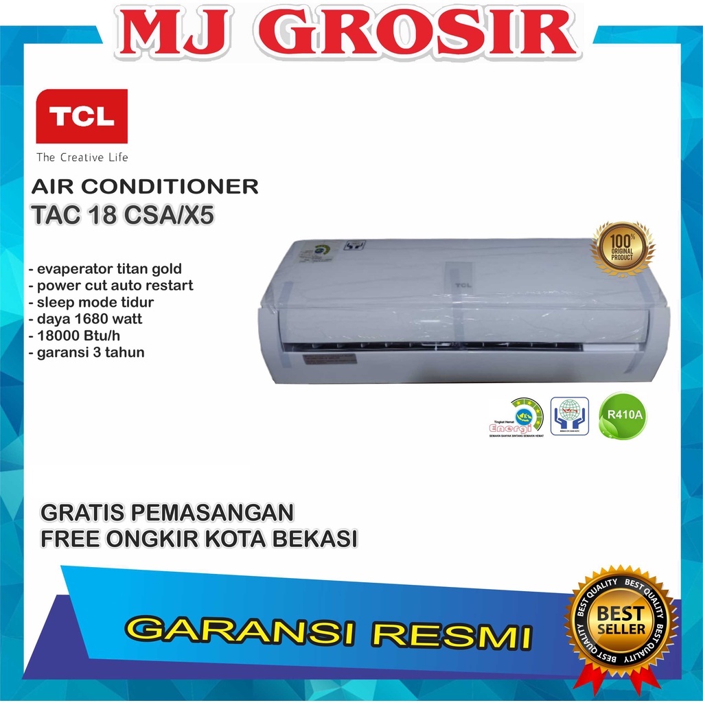 AC TCL TAC 18 CSA X5 2 PK TAC12CSA X5 + PASANG R410 NEW TITAN GOLD