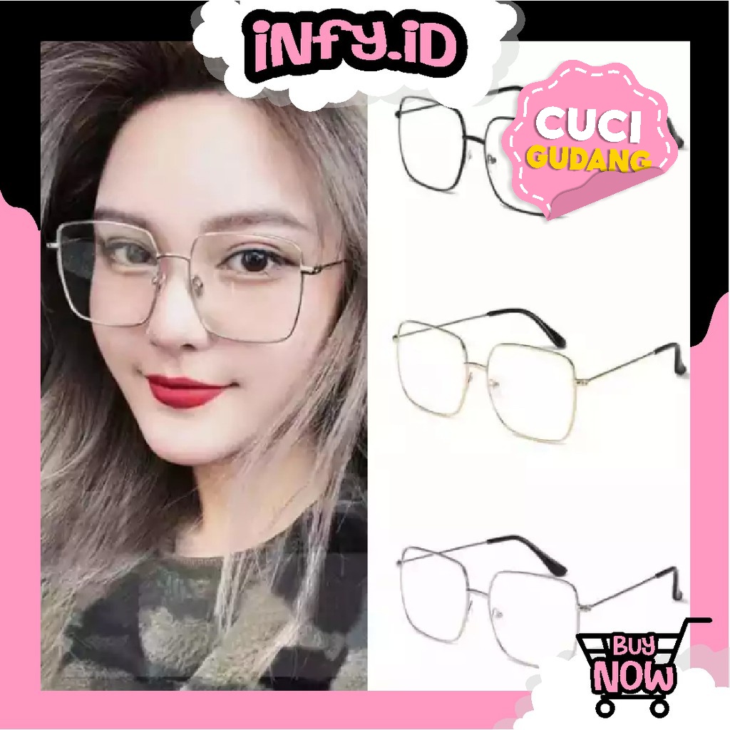 INFY - Kacamata Anti Radiasi Persegi Kacamata Style Korea Retro Petak Eyeglasses R176 Fashion Import