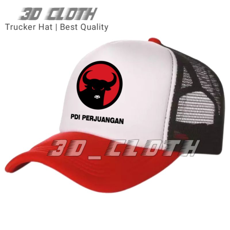 Topi PDI Perjuangan Trucker - Topi Partai PDI