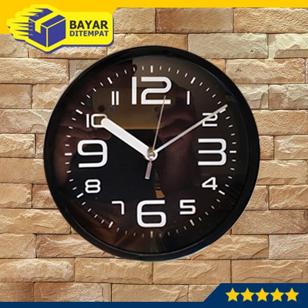 Jam Dinding Tempel Wall Clock Polos Warna Murah 2004 (HITAM)