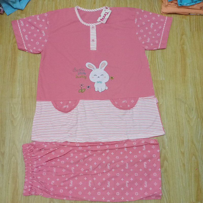 flo_style-baju tidur 3/4 jumbo kaos tebal lorita tinny by Sofie termurah/terlaris(Etalase2geser☝️-Salem 666