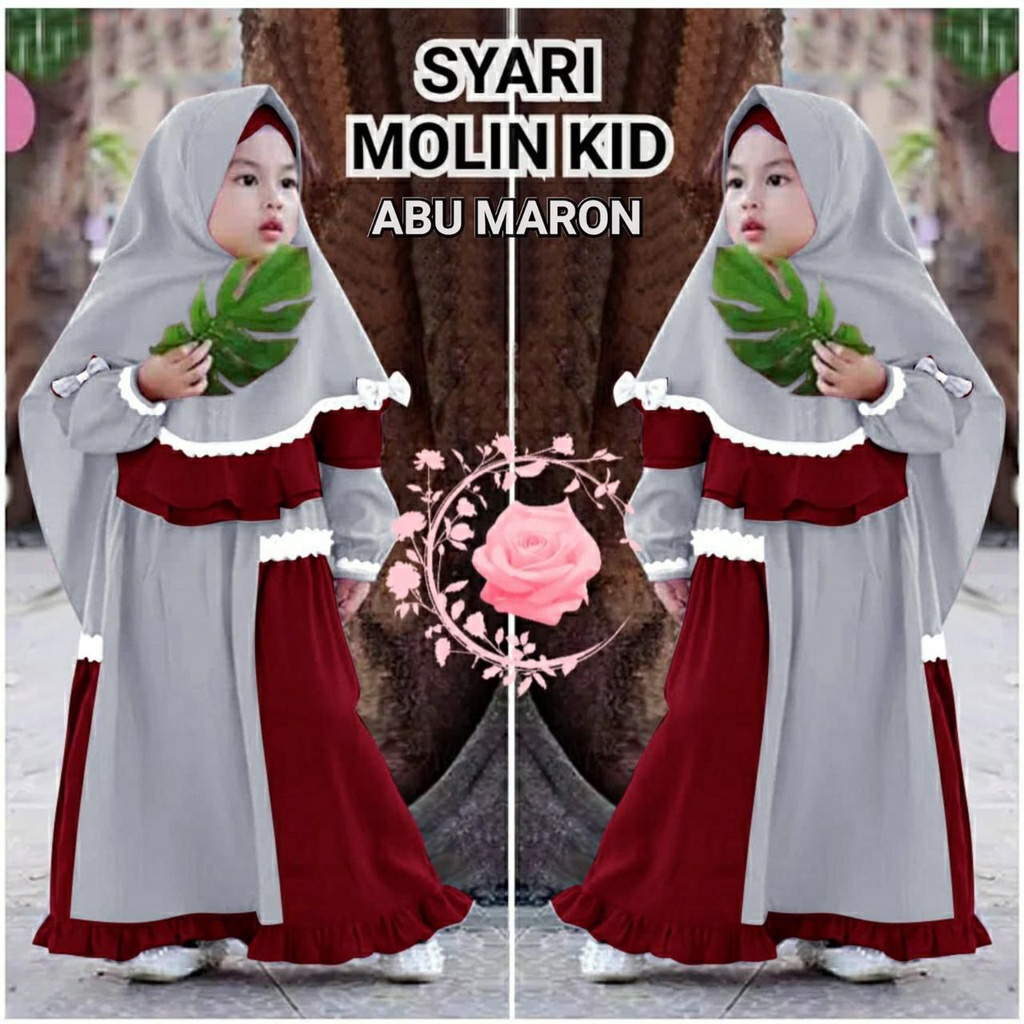 SYARI ANAK GAMIS MOLIN KIDS M L XL / FASHION MUSLIM ANAK / PAKAIAN PESTA / DRESS GAUN