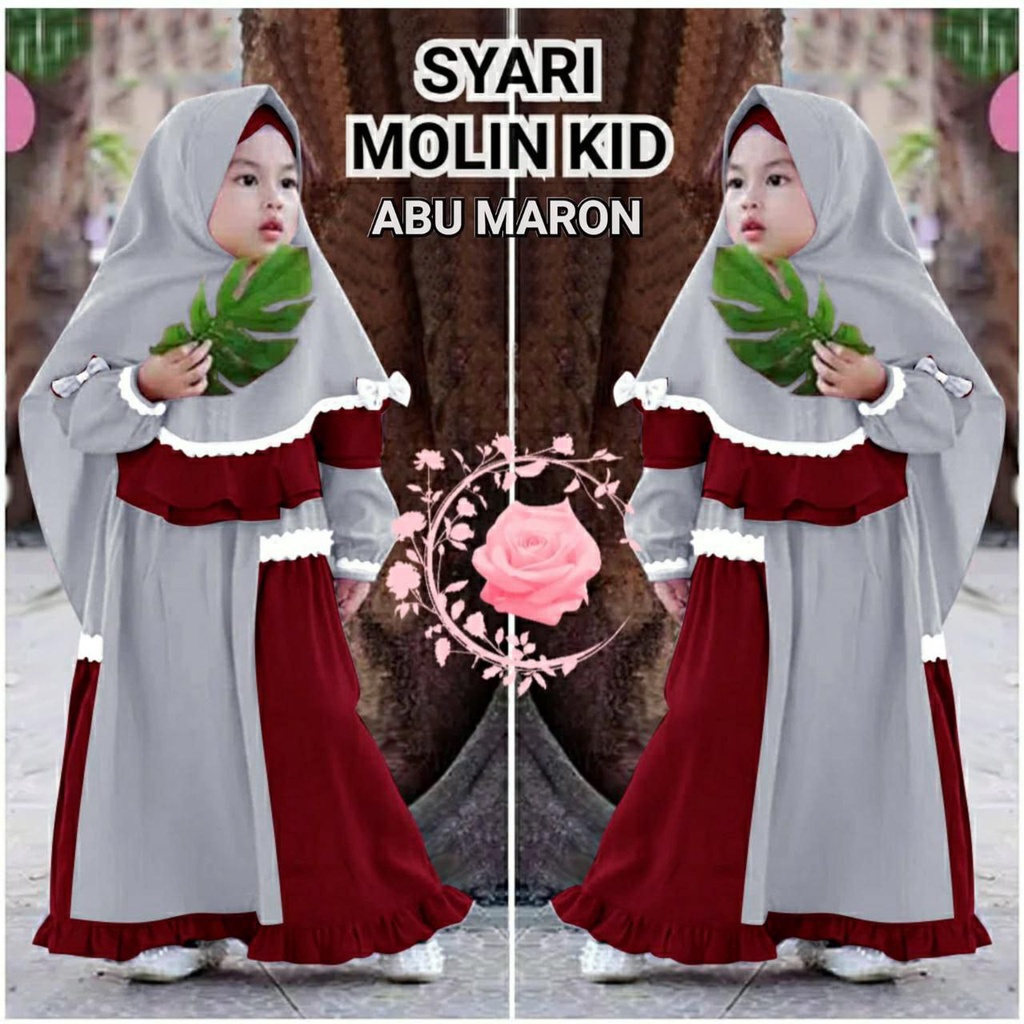 SYARI ANAK GAMIS MOLIN KIDS M L XL / FASHION MUSLIM ANAK / PAKAIAN PESTA / DRESS GAUN