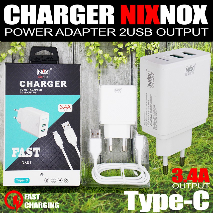 Travel Charger Nixnox Power Adapter 2USB Output Ori