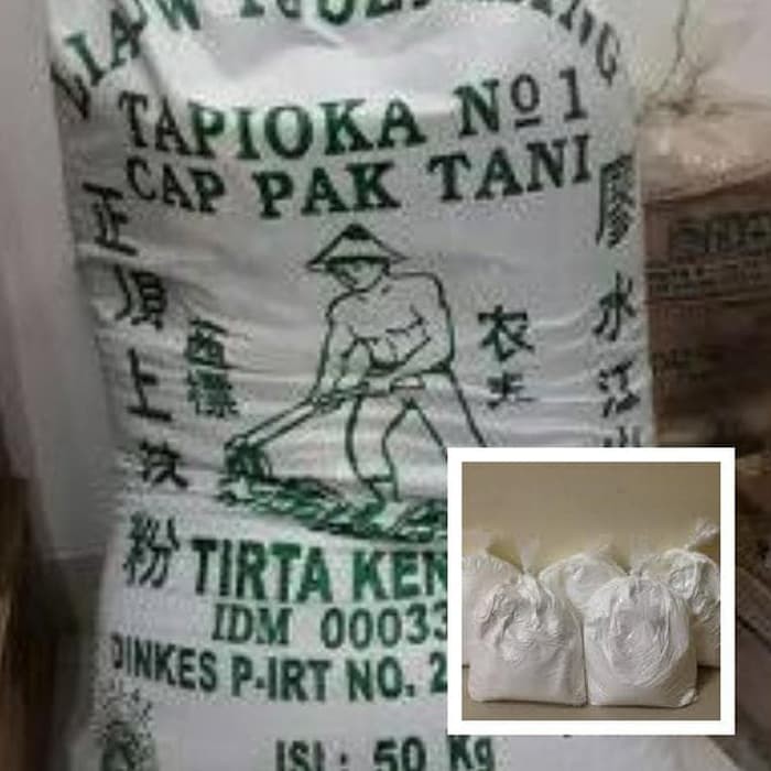 Repack dari Karung Tepung Tapioka Cap Pak Tani Liauw Tjoei Kang 1Kg