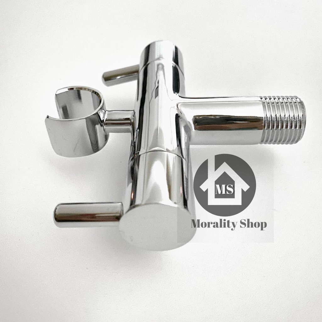 Kran Cabang Bracket Mini Kuningan CK2 - Keran Air Shower Kamar Mandi Cabang Double + Gantungan Q42