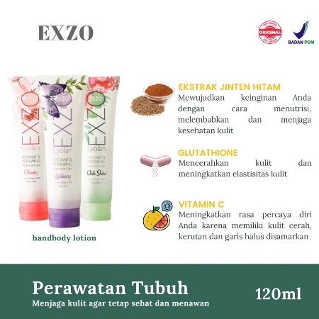 ⭐ BAGUS ⭐ EXZO LYOLAN BODY LOTION 120ml | Glowing Lightening White Shine