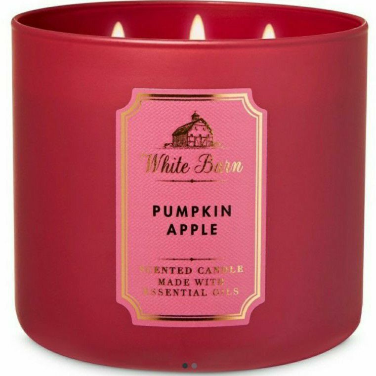 BATH &amp; BODY WORKS BBW PUMPKIN APPLE 3-WICK CANDLE 3-WICK SCENTED CANDLE 411 G LILIN WANGI 3 SUMBU UKURAN BESAR PENGHARUM RUANGAN