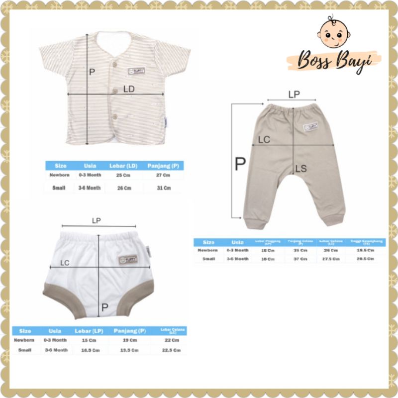 FLUFFY Baby Wear - Setelan Kancing Depan Lengan Panjang Celana Panjang NEWBORN