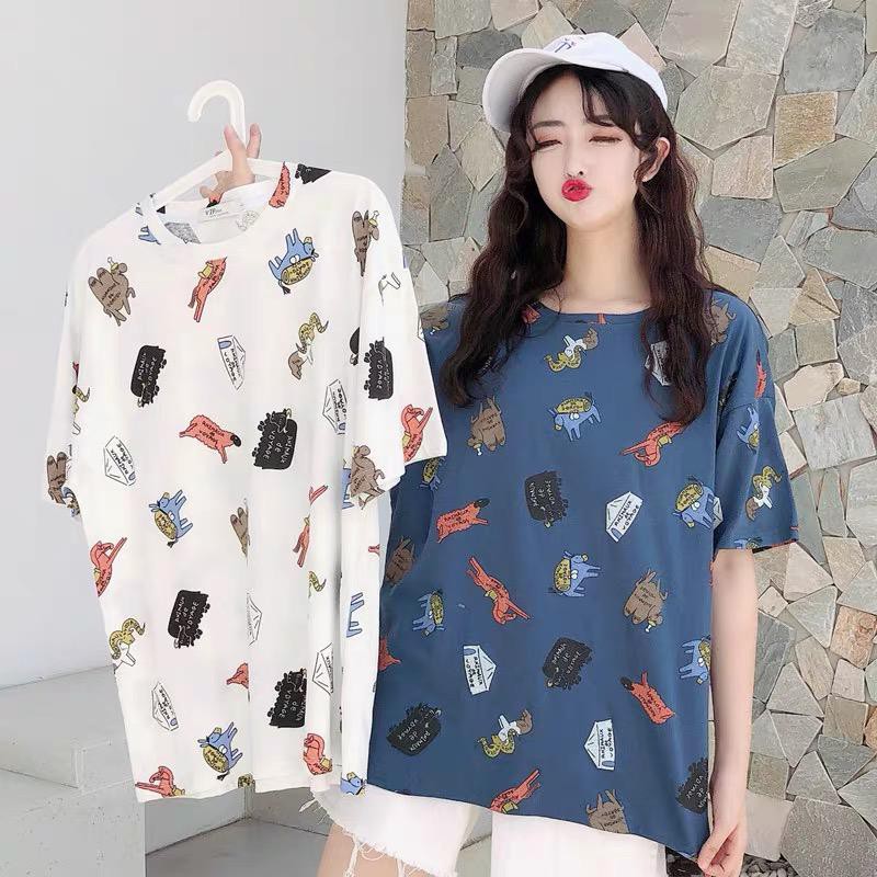 Oversize Tee Tshirt   Model Longgar Untuk Wanita Motif Kuda