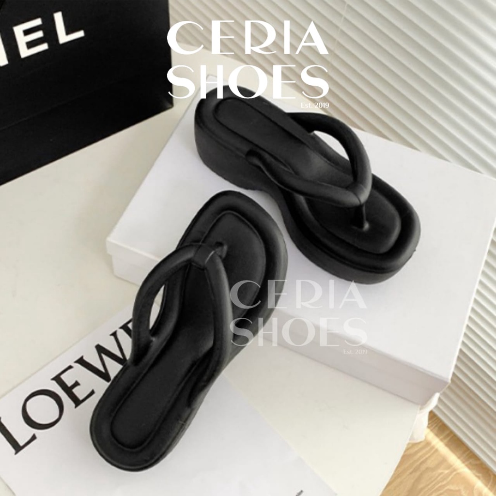 PCU Sandal Jepit Wanita Platform Wedges Import Karet Rubber PCU Anti Slip Karet Empuk 701