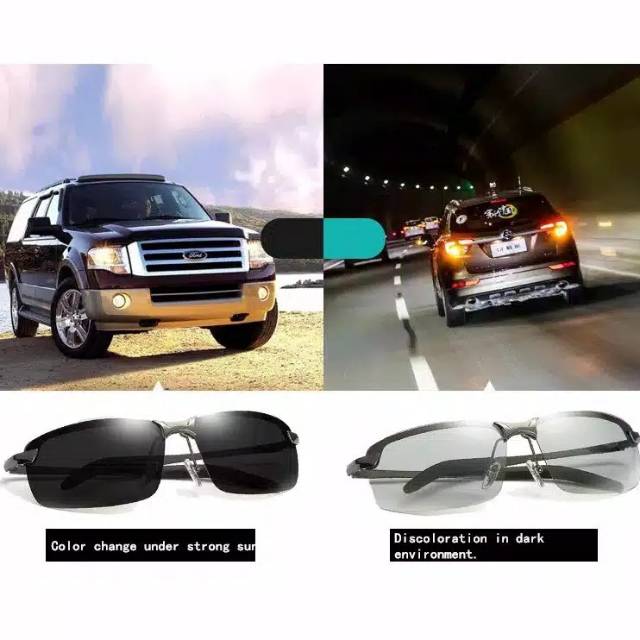 KLIKandPAY COD Kacamata Anti Silau Siang Dan Malam Sunglass Fotosensitif UV 400 Photochromic Polarized-2