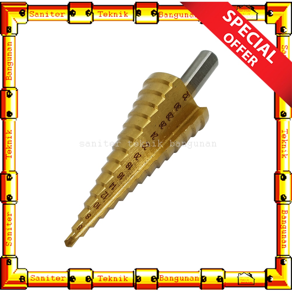 Mata Bor Set 3 Pcs Besi Kuningan Kayu Step Drill Pagoda Tingkat Freed