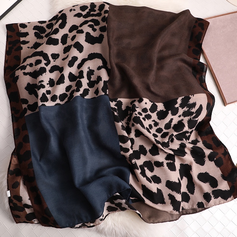 ITSFRIDAY DALMA Scarf - Premium Pashmina Shawl Selendang Syal Pasmina Hijab Import Motif Leopard Biru Coklat Krem