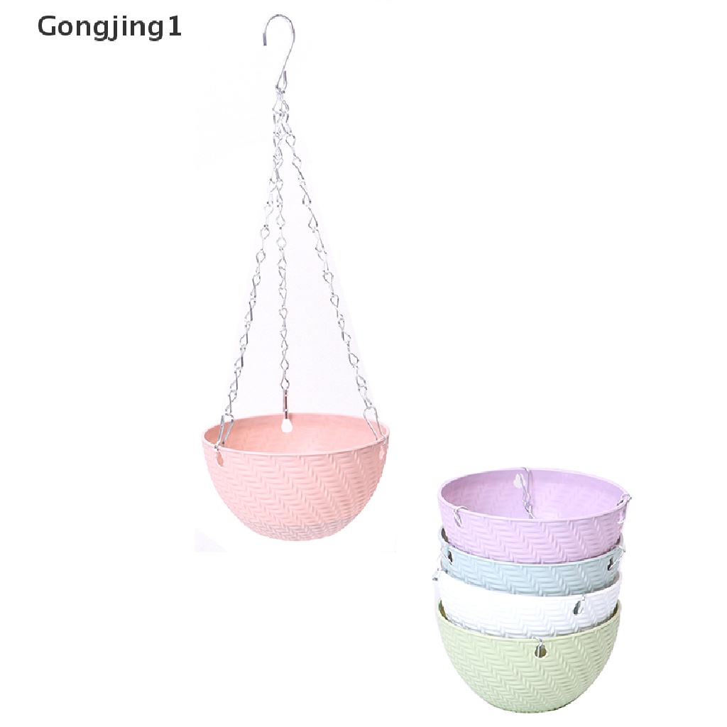 Gongjing1 Pot Bungatanaman Gantung Bahan Rotan Imitasi Desain Anyaman Untuk Balkon