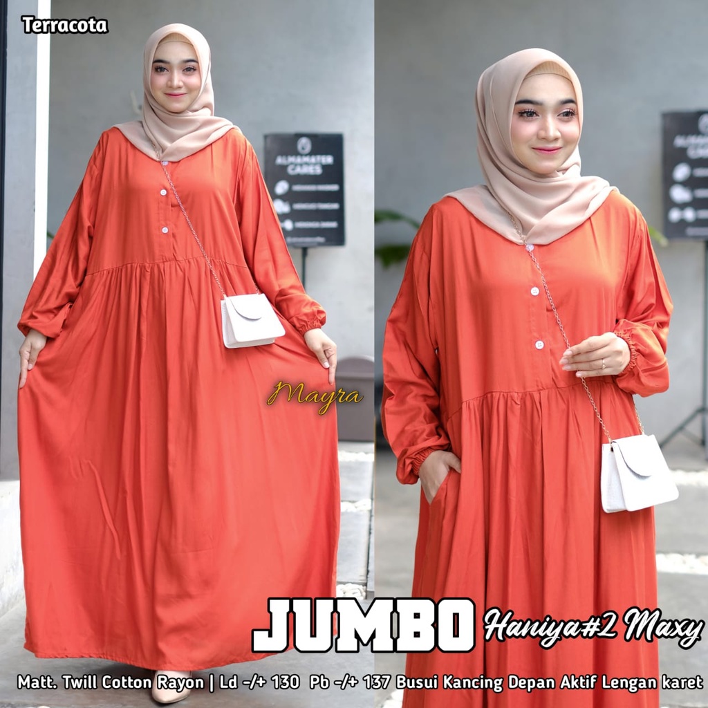 [Bayar Di tempat]. haniya 2 DRESS XXXL JUMBO / BAHAN RAYON TWILL / GAMIS SYARI LD 130-teracota haniya 2