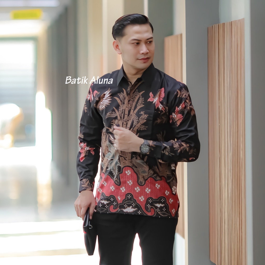 KEMEJA BATIK PRIA PREMIUM LENGAN PANJANG REGULAR BATIK ALUNA PCW 021