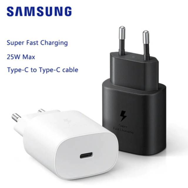 Charger Samsung Fast Charging 25W S21 FE S22 Ultra S9 S9+ Note 10 S10 S20 S21 Plus Ultra A72 A52 A50 A12 A51 A71 S10 A32