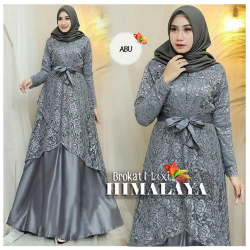 Baju Gamis Wanita Muslim Lebaran Terbaru 2021 M L XL Havana Syari set Kekinian Velvet Brukat Polos