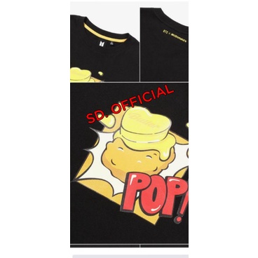 Kaos Bangtan X MCD BUTTER POP Depan dan sablon belakang