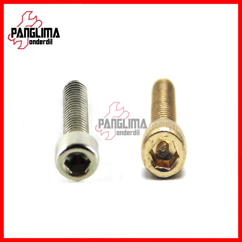 Baut L-L5 M6x25-6X25-M 6 x 25 Kunci-K 5 P-Pitch 1 Emas-Nikel Baud Bolt