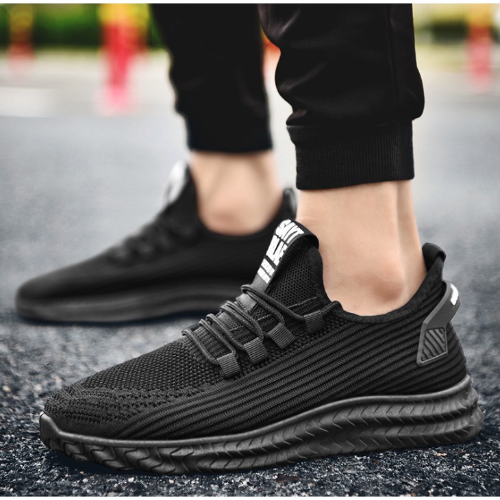 9.9 Super Big Sale! TW08-78 Sepatu Pria Import Olahraga Kasual Outdoor Fashion Running Shoes Sneakers-Black