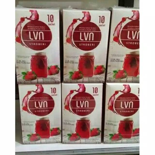 LVN STROBERI / LVN COLLAGEN ORIGINAL 100% [ ISI 1 BOX 10 SACHET ] KULIT KINCLONG PUTIH BERSIH