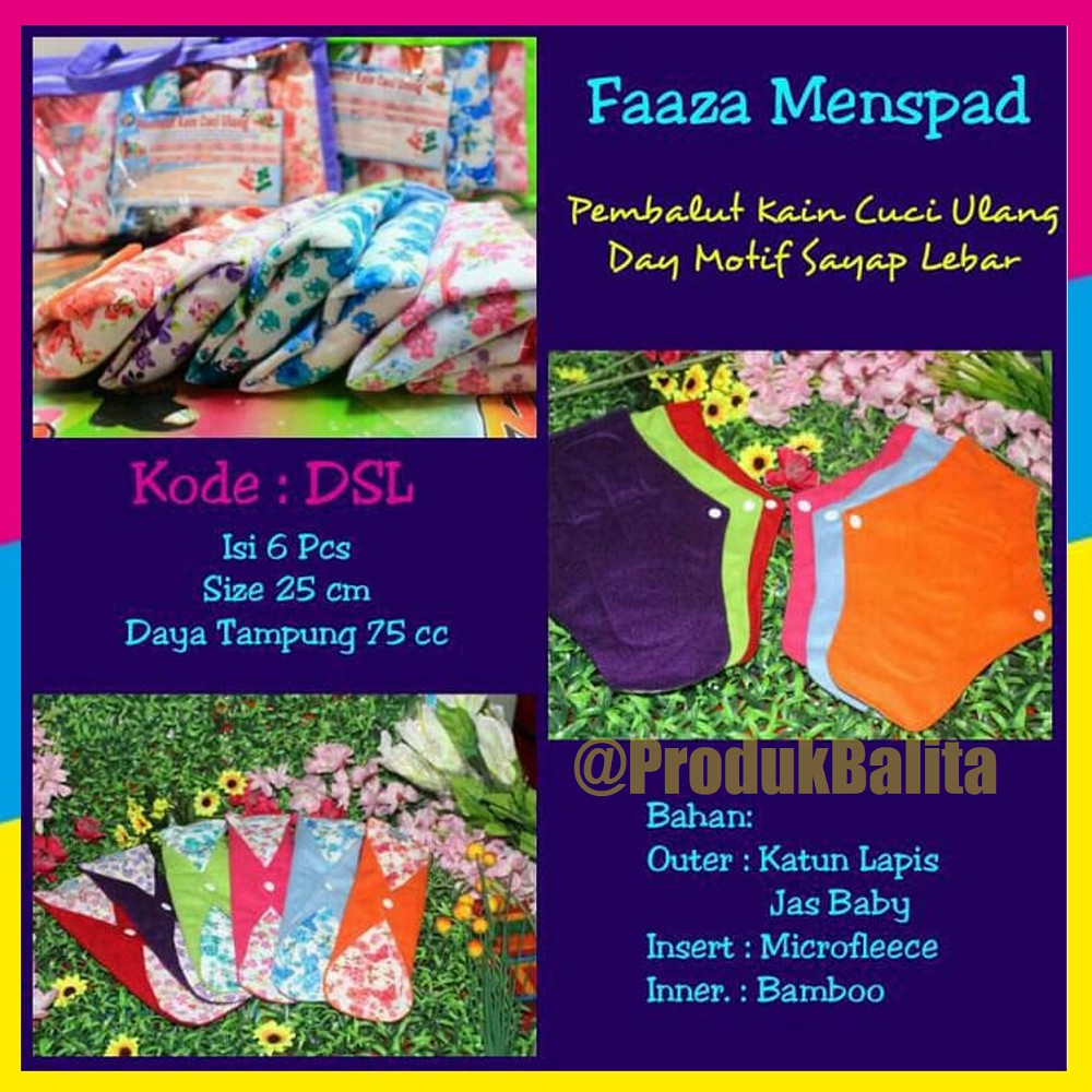 Menspad Pembalut Kain Wanita Cuci Ulang Kewanitaan Day (DSL) Faaza Paket Per Pack