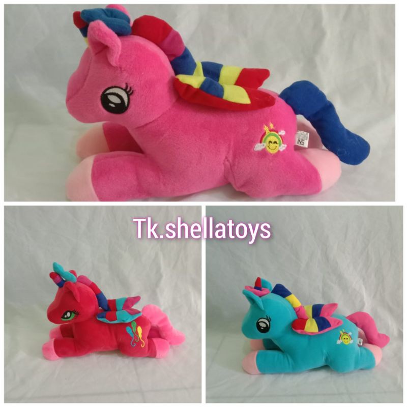 Boneka kuda poni Lying Unicorn pajang 35cm