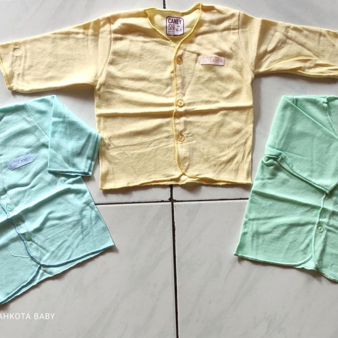 BAJU BAYI LENGAN PANJANG CANEY POLOS WARNA/KAOS KATUN/0-3BULAN/SNI/ - 6 PCS, NEWBORN 2307