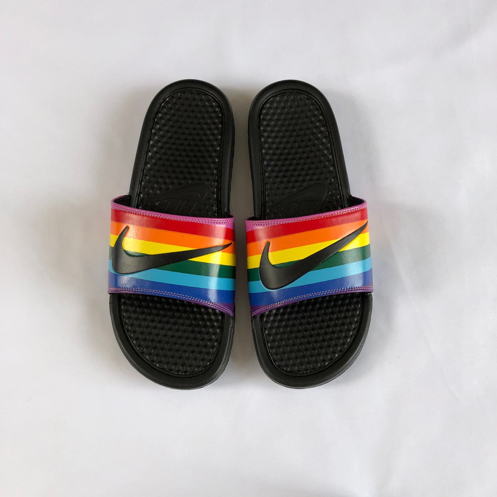 nike benassi rainbow slides