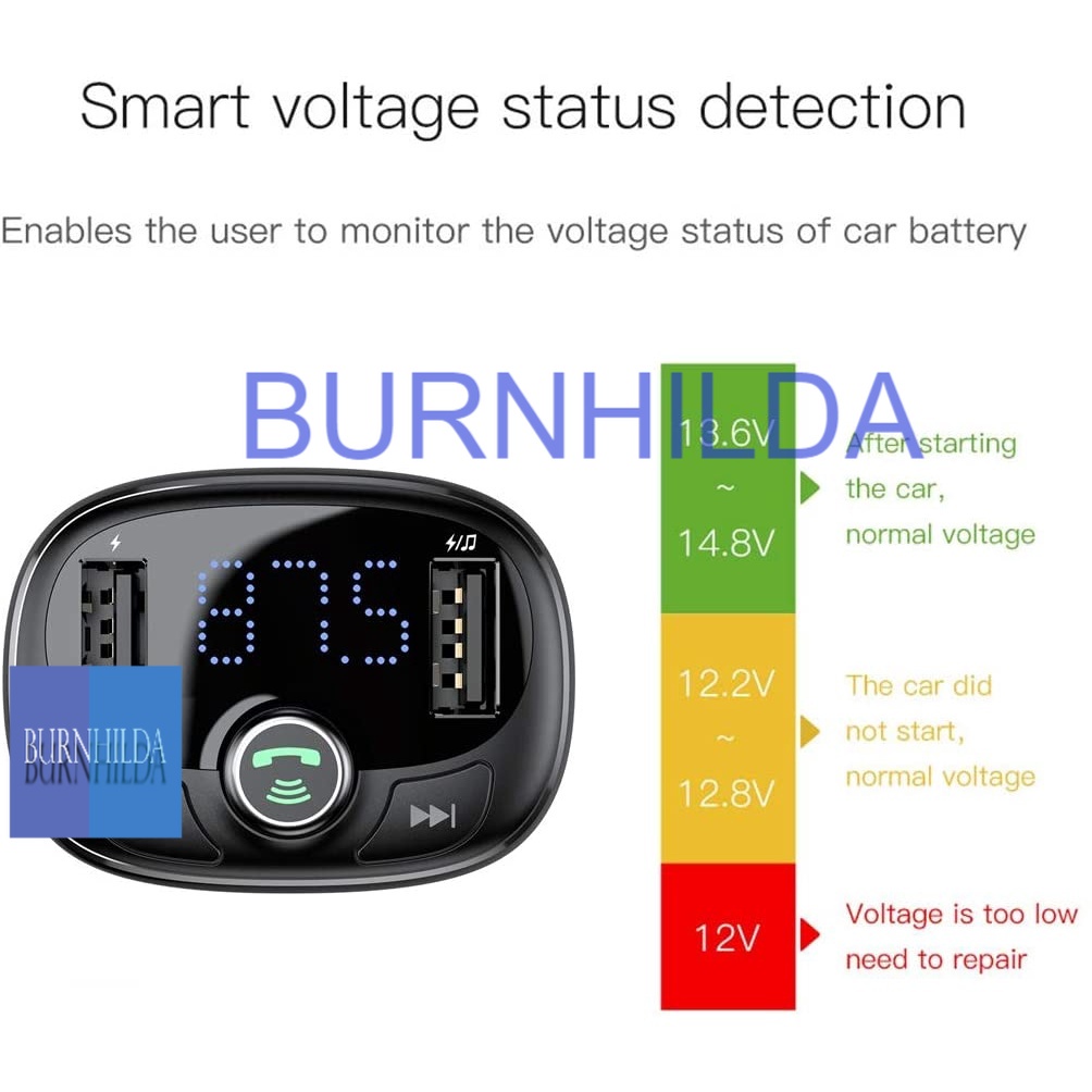 Car Bluetooth 5.0 FM Transmitter 3 USB + TF Slot CCTM Bluetooth Car Adapter, V5.0 Bluetooth FM Transmitter for Car, Bluetooth Radio for Car, MP3 Player with PD/USB Quick Charge, Hands Free Calling, 3 Playing Mode mobil motor burnhilda