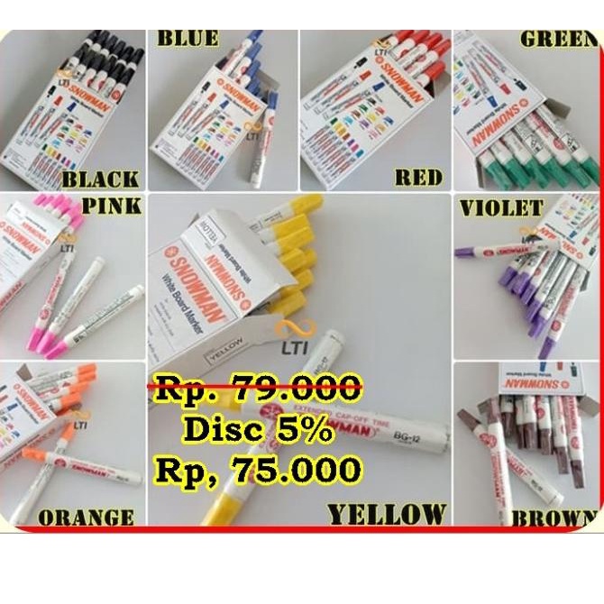 

Ready oke] Spidol Whiteboard Marker Snowman TERMURAH BG-12 / Lusin