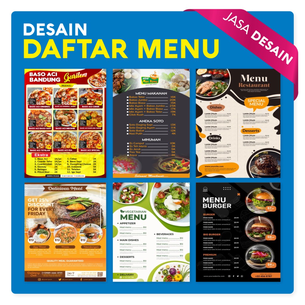 Jual Jasa Desain Daftar Menu Premium Buku Menu Indonesiashopee Indonesia 8354