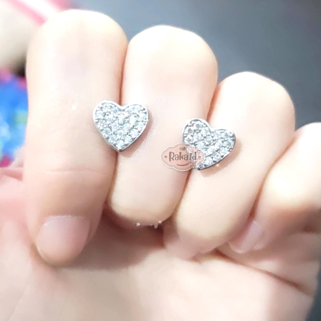 Anting Wanita Anting Tusuk / Stud Love List Silver Perhiasan Aksesoris Wanita 904