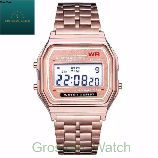 Jam Tangan Wanita Digital Kotak Rantai Model Casio [G_W]