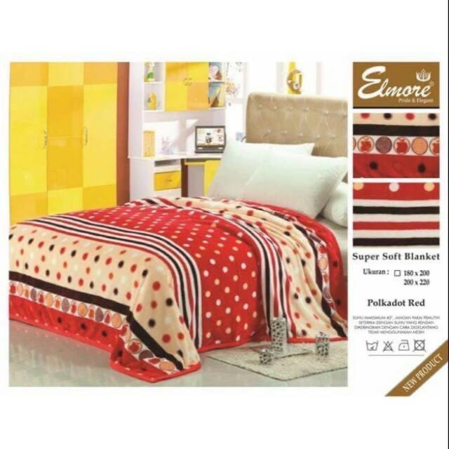 Selimut Dewasa Bulu Flanel Halus Tebal Jumbo Premium Motif Bunga / Floral Merk Elmore Ukuran 180x200 &amp; 200x220