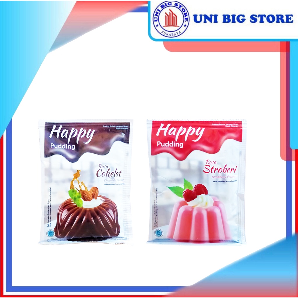 Jual Happy Pudding Powder Chocolate | Strawberry 60 gr Puding Bubuk ...