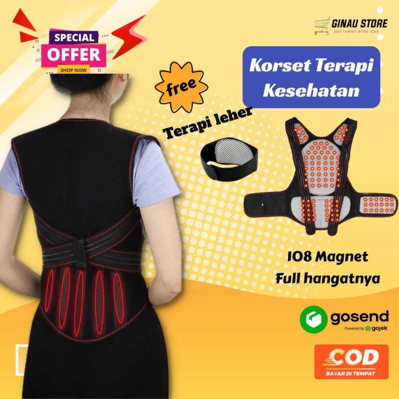 Korset Terapi Pinggang Lumbal Saraf Kejepit Tulang Belakang Pemanas Kesehatan Punggung Back Support