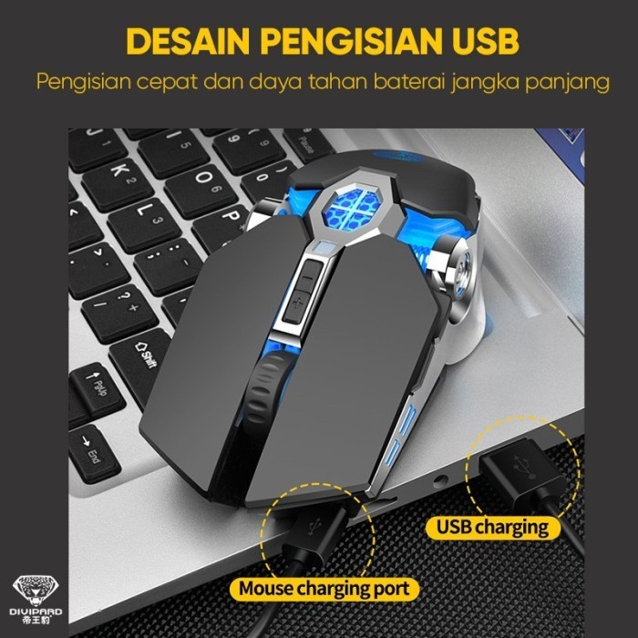 Mouse wireless Mechanical Gaming RGB Charging Divipard Q7 4000DPI