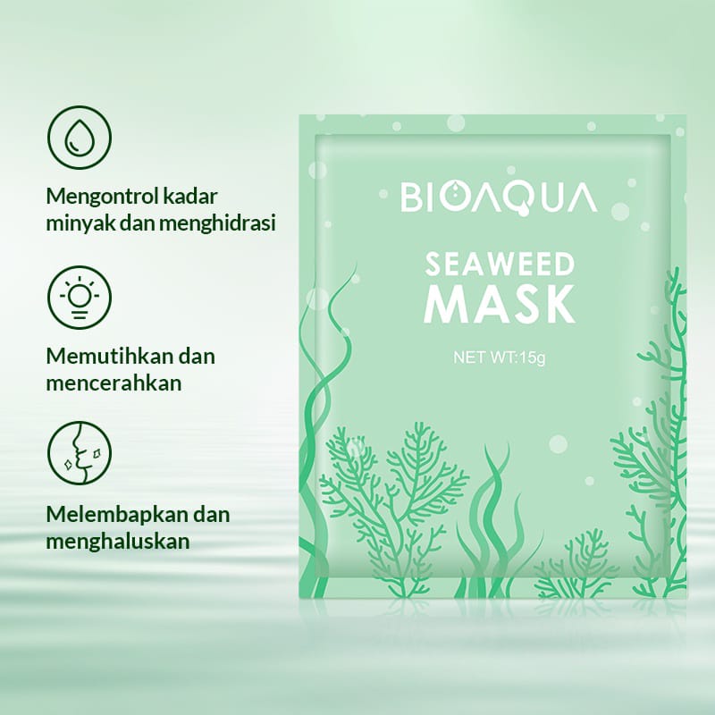 BIOAQUA Seaweed Mask Hydrating Seaweed Clay Mask Brightening Face Mask 15g Lembut Dan Tidak Mengiritasi BPOM