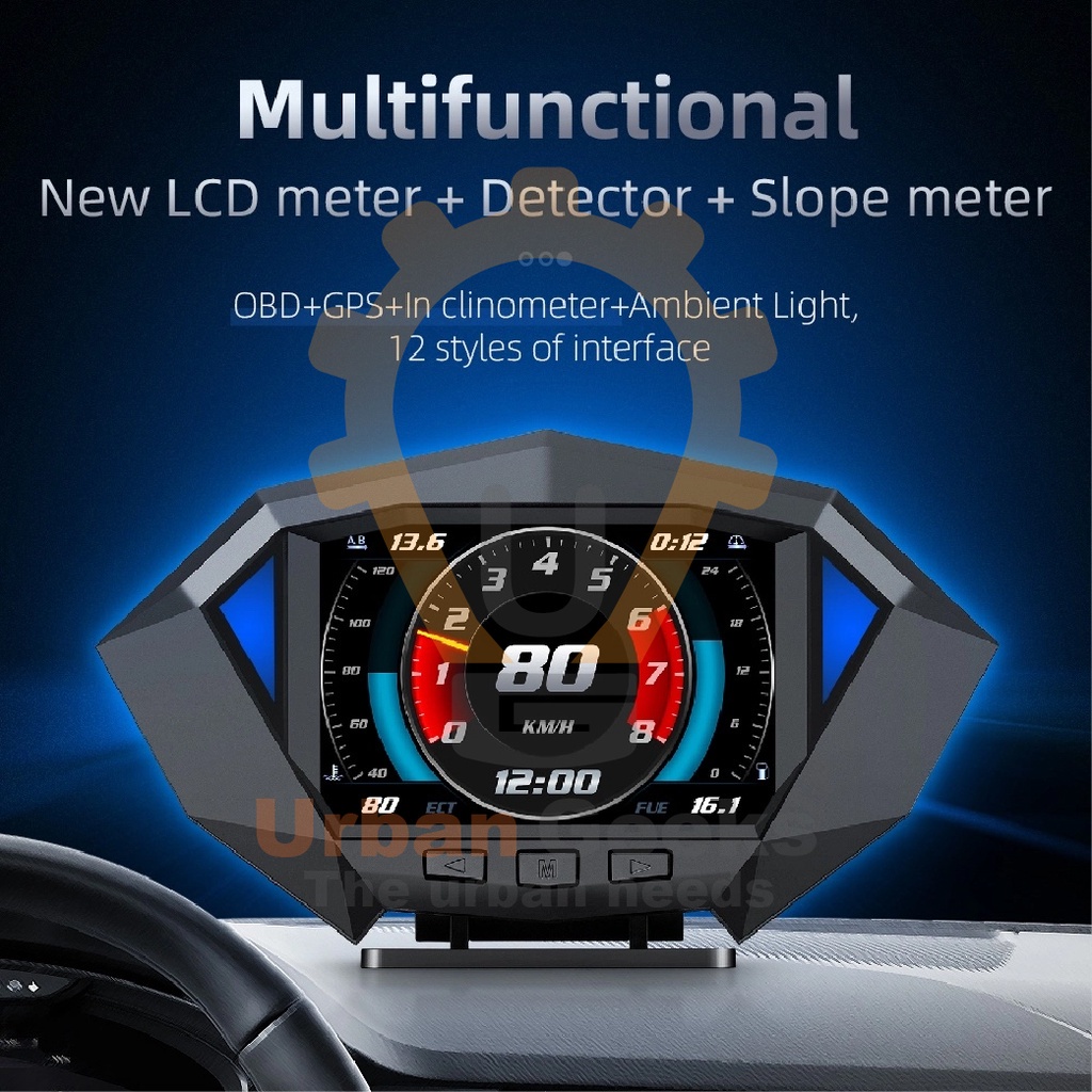 HUD Head Up Display P1 Multifunctional LCD Meter OBD2