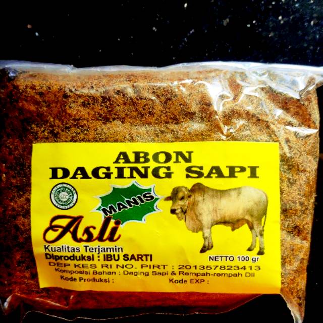 

Abon Daging Sapi asli 100% bu Sarti, Surabaya ~ Ukuran 100gr ~ Rasa manis