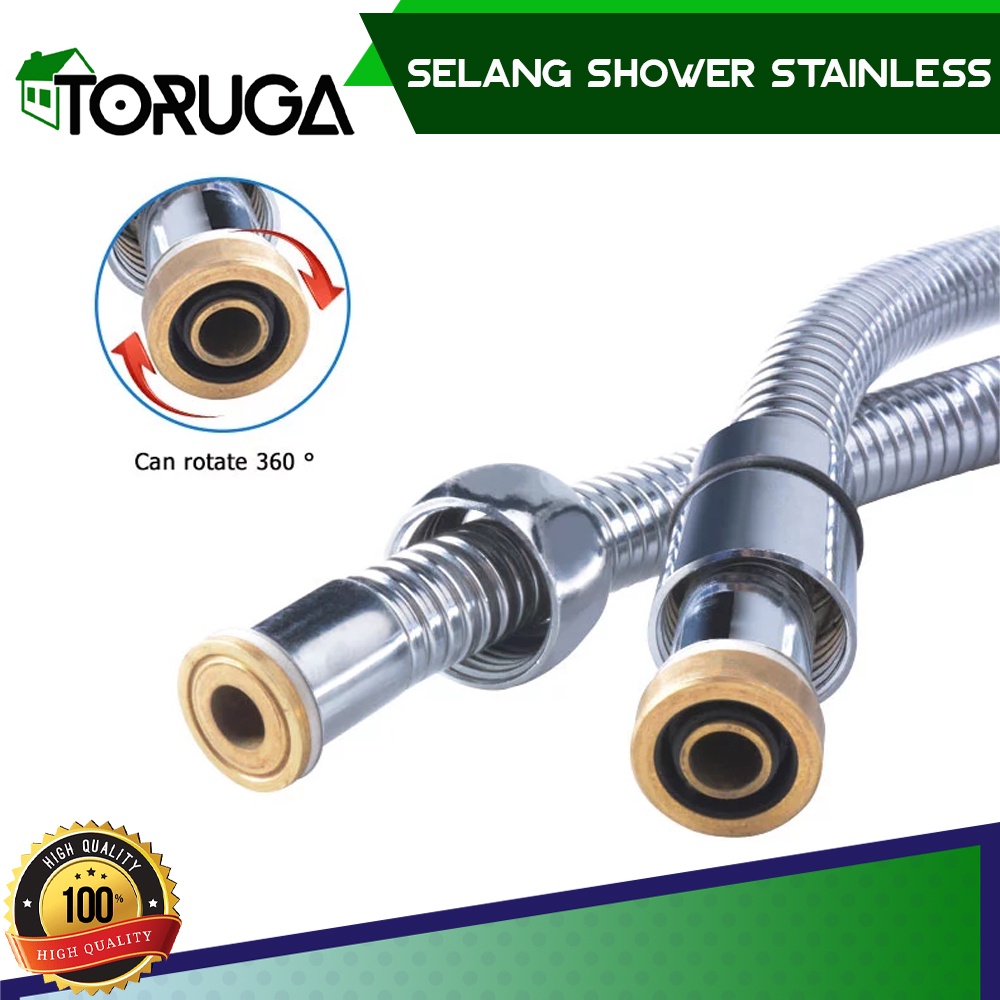 Selang Shower Kamar Mandi Stainless Steel Fleksibel Universal Hose Panjang 150cm Lentur Awet Tahan Panas dan Dingin