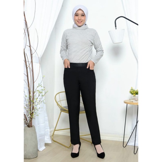 Celana Bahan impor Kerja Wanita Pinggang Karet