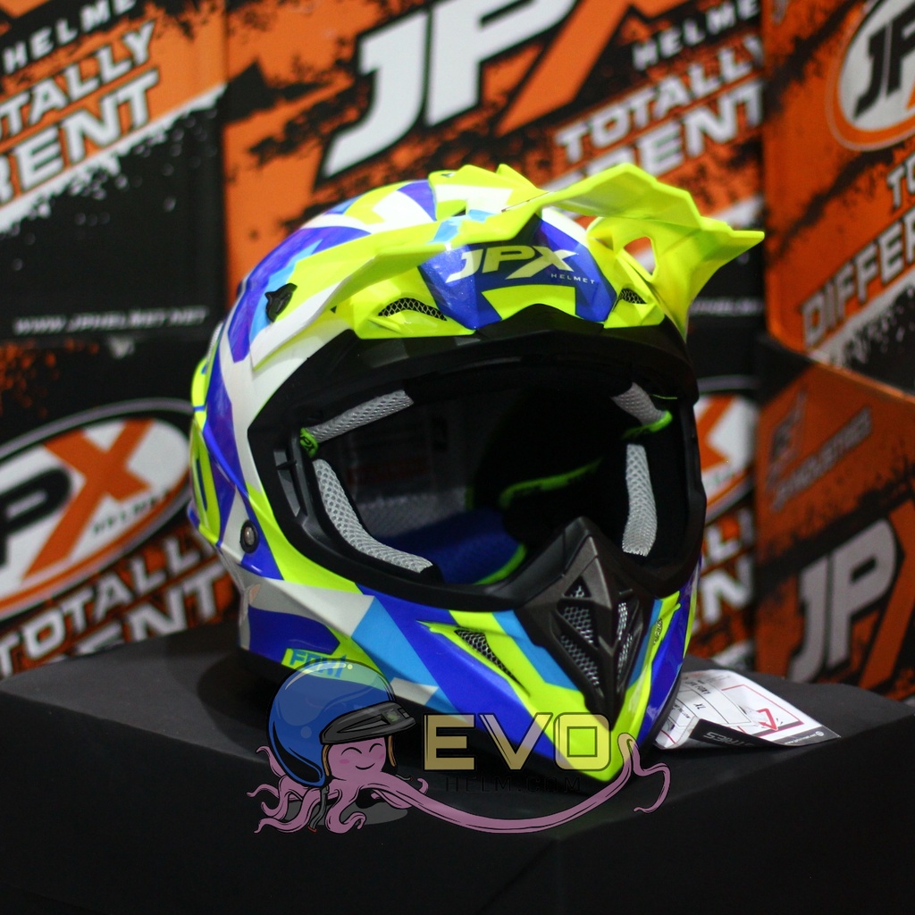 HELM JPX CROSS_FOX1 SERI X29 - FLUO YELLOW GLOSS + GOOGLE SNAIL (ONGKIR 2 KG) HELM JPX TERBARU