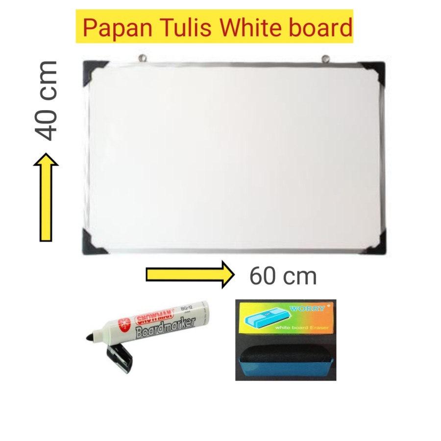 Turun Harga!!! Papan Tulis Whiteboard 40x60 Gratis Spidol Dan Penghapus Bingkai Aluminium