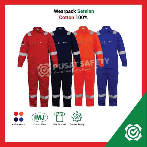 Wearpack Safety Setelan IMJ Full Cotton 3M Baju Seragam Proyek Tahan Percikan Api