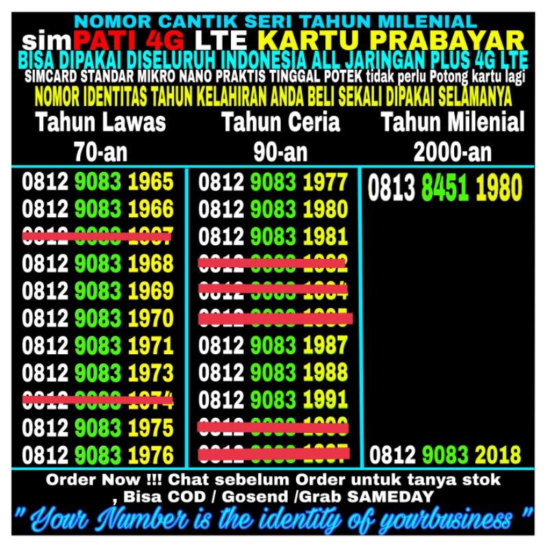 nomor cantik simpati seri tahun