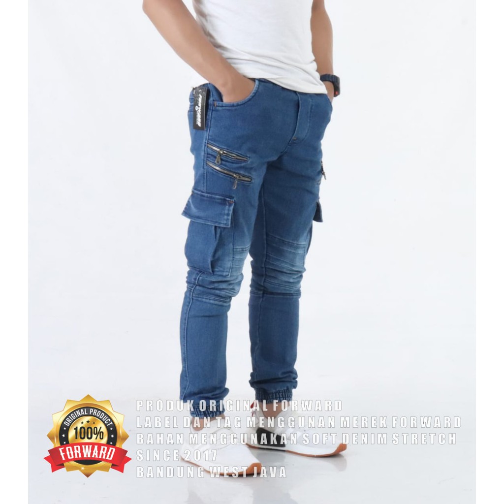 Celana joger jogger pria Celana jeans jogger denim soft jeans bikers casual hiking fourlayers